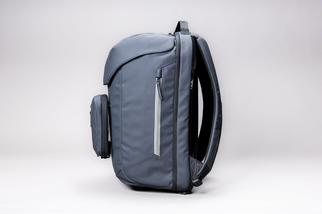 Side profile of the EDC 28 TPU Slate Grey backpack by Uluk Outdoors 
