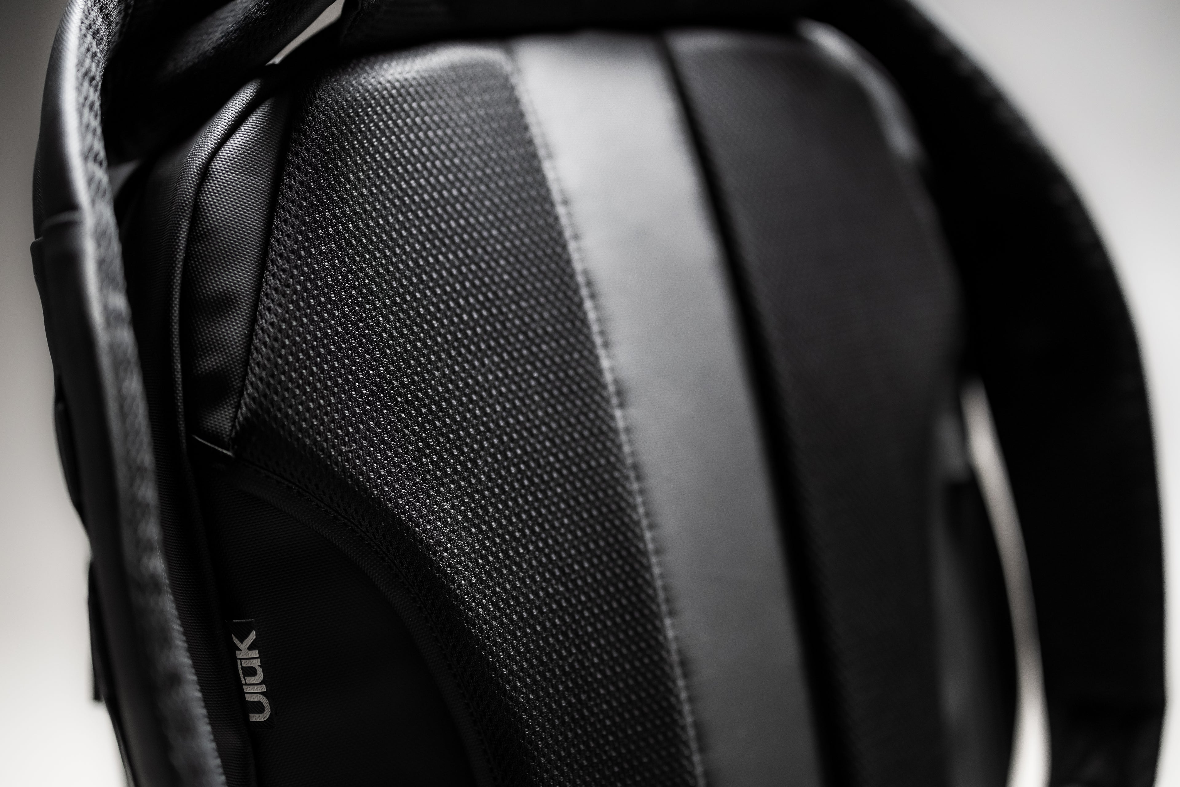 Waterproof TPU material detail on EDC 28 tpu onyx black backpack by Uluk Outdoors 