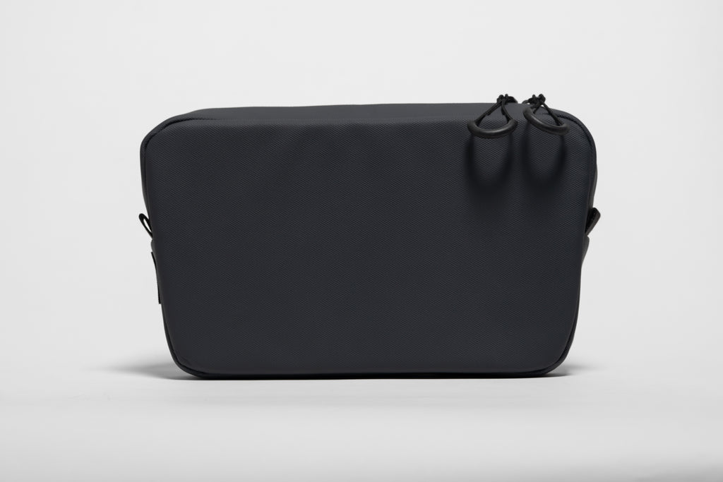 Back panel view of EDC 2L TPU Onyx Black Sling with durable TPU-coated fabric