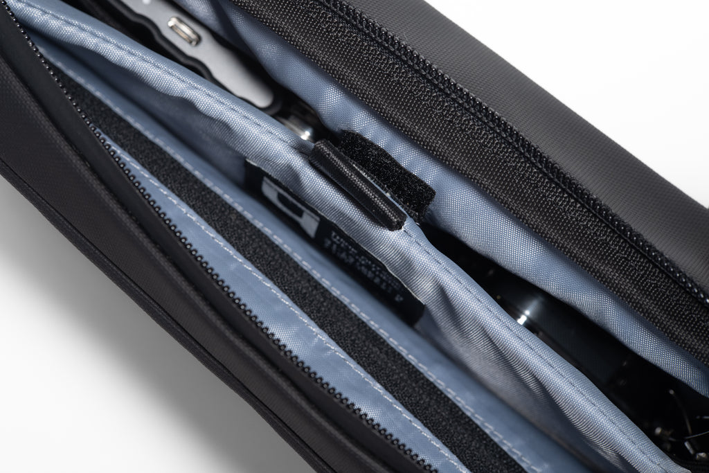  Close-up view of abrasion-resistant TPU fabric and zipper construction on EDC sling
